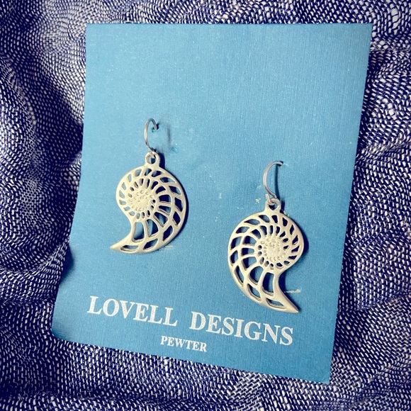 NWT Lovell Designs fine pewter nautilus earrings 0S - Picture 2 of 5